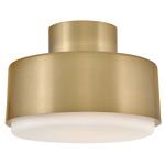 Cedric Semi Flush Ceiling Light - Lacquered Brass / Etched Opal