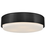 Cedric Flush Mount Ceiling Light - Black / Etched Opal