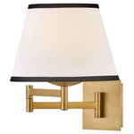 Sonia Task Wall Sconce - Lacquered Brass / Off White Linen