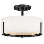 Halle Semi Flush Ceiling Light - Black / Off White