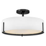 Halle Semi Flush Ceiling Light - Black / Off White