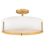 Halle Semi Flush Ceiling Light - Lacquered Brass / Off White