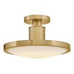 Kieran Semi Flush Ceiling Light - Lacquered Brass / Etched White