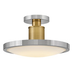 Kieran Semi Flush Ceiling Light - Polished Nickel / Lacquered Brass / Etched White