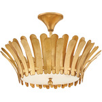 Reina Semi Flush Ceiling Light - Distressed Brass / Etched White