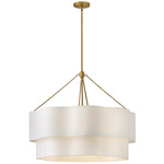 Gwen Chandelier - Lacquered Brass / Off White Linen Gwen Chandelier - Lacquered Brass / Off White Linen
