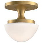 Knox Semi Flush Ceiling Light - Lacquered Brass / Etched Opal