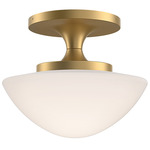Knox Semi Flush Ceiling Light - Lacquered Brass / Etched Opal