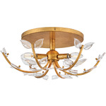 Aliso Semi Flush Ceiling Light - Distressed Brass / Clear