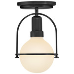 Somerset Convertible Semi Flush Ceiling Light - Black / Etched Opal