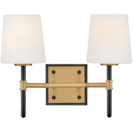 Saunders Bathroom Vanity Light - Lacquered Brass / Black / Etched Opal