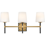 Saunders Bathroom Vanity Light - Lacquered Brass / Black / Etched Opal
