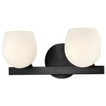 Mae Bathroom Vanity Light - Black / Etched Opal