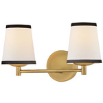 Sonia Bathroom Vanity Light - Lacquered Brass / Off White Linen