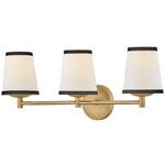 Sonia Bathroom Vanity Light - Lacquered Brass / Off White Linen