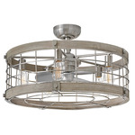 Bryce Fandelier with Light - Brushed Nickel / Weathered Wood / Silver