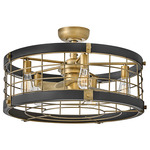 Bryce Fandelier with Light - Heritage Brass / Black / Heritage Brass