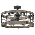 Bryce Fandelier with Light - Matte Black / Driftwood / Matte Black