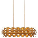 Spur Linear Pendant - Oxidized Gold Leaf / Gold Spur Linear Pendant - Oxidized Gold Leaf / Gold