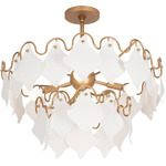 Manta Pendant / Semi Flush Ceiling Light - Modern Gold / White