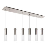 Lena Linear Multi Light Pendant - Brushed Nickel / Clear