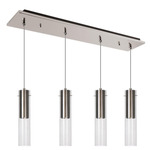 Lena Linear Multi Light Pendant - Brushed Nickel / Clear