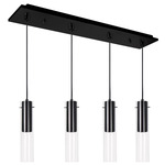 Lena Linear Multi Light Pendant - Black / Clear