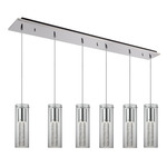 Champagne Linear Multi Light Pendant - Chrome / Clear