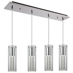 Champagne Linear Multi Light Pendant - Chrome / Clear