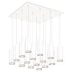 Cameo Square Multi Light Pendant - White / Crystal
