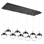 Pluto Rectangular Multi Light Pendant - Black Chrome / Clear / White