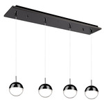 Pluto Linear Multi Light Pendant - Black Chrome / Clear / White