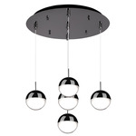 Pluto Round Multi Light Pendant - Black Chrome / Clear / White