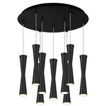 Robson Round Multi Light Pendant - Black / Frosted