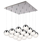 Pluto Square Multi Light Pendant - Chrome / Clear / White