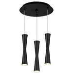 Robson Round Multi Light Pendant - Black / Frosted