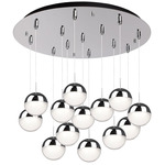 Pluto Round Multi Light Pendant - Chrome / Clear / White