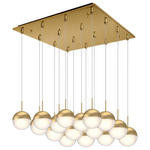Pluto Square Multi Light Pendant - Brushed Gold / Clear / White