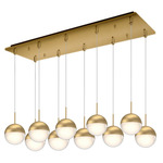 Pluto Rectangular Multi Light Pendant - Brushed Gold / Clear / White
