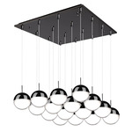 Pluto Square Multi Light Pendant - Black Chrome / Clear / White