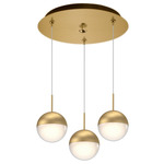 Pluto Round Multi Light Pendant - Brushed Gold / Clear / White