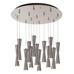 Robson Round Multi Light Pendant - Brushed Nickel / Frosted