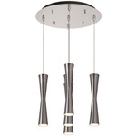 Robson Round Multi Light Pendant - Brushed Nickel / Frosted