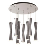 Robson Round Multi Light Pendant - Brushed Nickel / Frosted