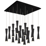 Robson Square Multi Light Pendant - Black / Frosted