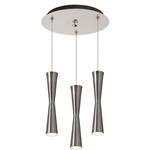 Robson Round Multi Light Pendant - Brushed Nickel / Frosted