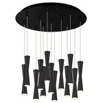 Robson Round Multi Light Pendant - Black / Frosted