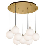 Bolla Round Multi Light Pendant - Brushed Gold / Opal