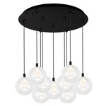 Bolla Round Multi Light Pendant - Black / Clear/ Opal