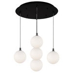 Bolla Round Multi Light Pendant - Black / Opal